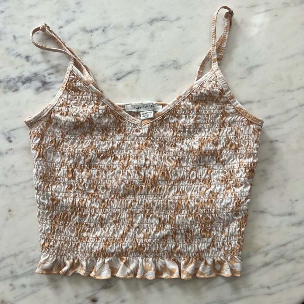 American Eagle Tan & Ivory Top XS